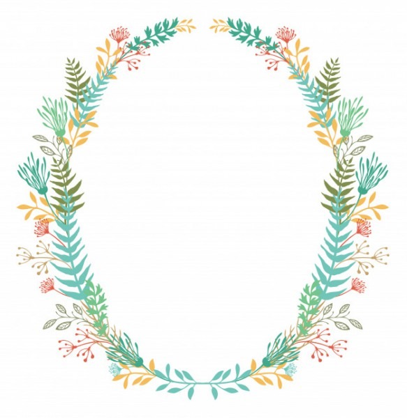 Cartão Com Moldura De Flores E Samambaias Cartão Com Moldura De Flores E Samambaias