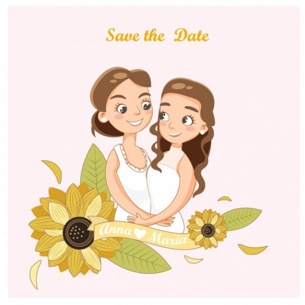 Casal De Lésbicas De Casamento Em Cartão De Convites De Casamento Casal De Lésbicas De Casamento Em Cartão De Convites De Casamento