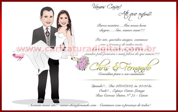 Convite De Casamento Com Caricatura Convite De Casamento Com Caricatura