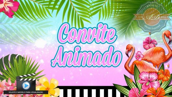 Convite Animado Flamingo Para Editar GrÃ¡tis