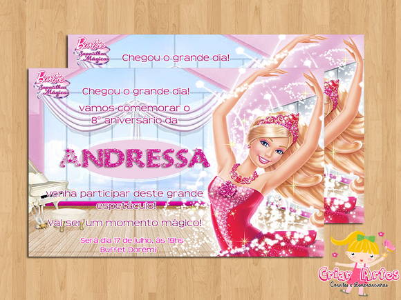 Convite Barbie E As Sapatilhas Mágicas No Elo7 Convite Barbie E As Sapatilhas Mágicas No Elo7