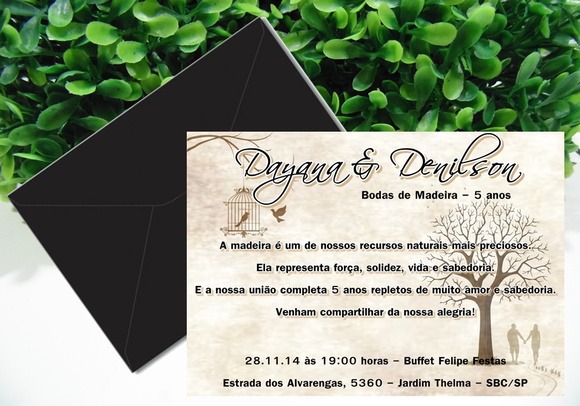 Convite Bodas De Madeira Convite Bodas De Madeira