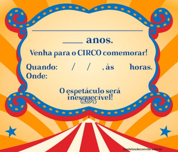 Convite Circo 44 Modelos Com Tema Circo! â Modelos De Convite Convite Circo 44 Modelos Com Tema Circo! â Modelos De Convite