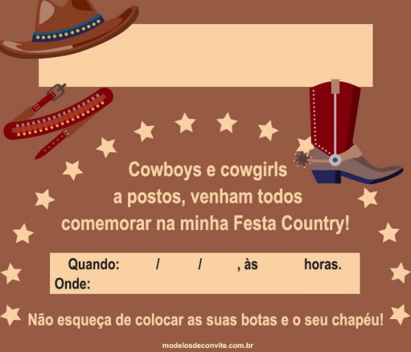 Convite Country  30 Modelos Para Festa Cowboy E Sertaneja