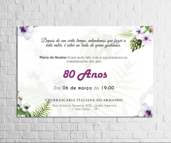 Convite De Aniversario 80 Anos Feminino Convite De Aniversario 80 Anos Feminino