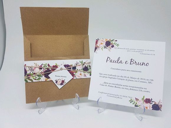 Convite De Casamento Floral Envelope Rustico Convite De Casamento Floral Envelope Rustico