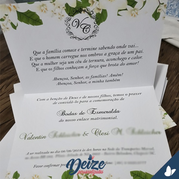 Convite De Casamento Floral Verde E Branco Convite De Casamento Floral Verde E Branco