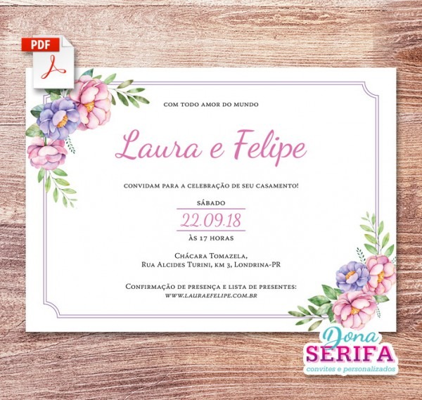 Convite De Casamento   Pdf   Arte Digital No Elo7