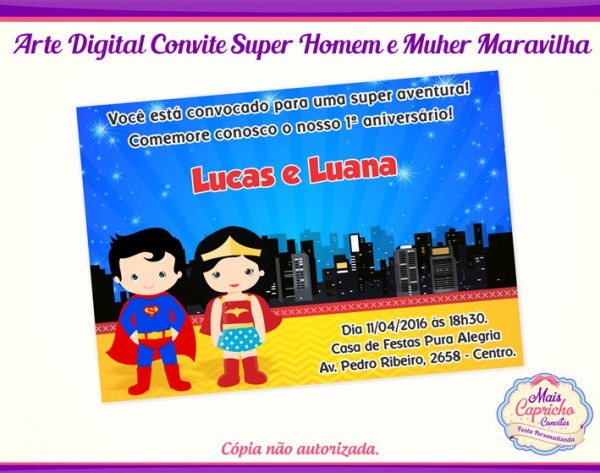 Convite Dig Super Homem E Mulher Marilha No Elo7 Convite Dig Super Homem E Mulher Marilha No Elo7