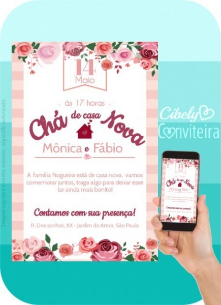 Convite Digital Chá De Casa Nova Com Flores Convite Digital Chá De Casa Nova Com Flores