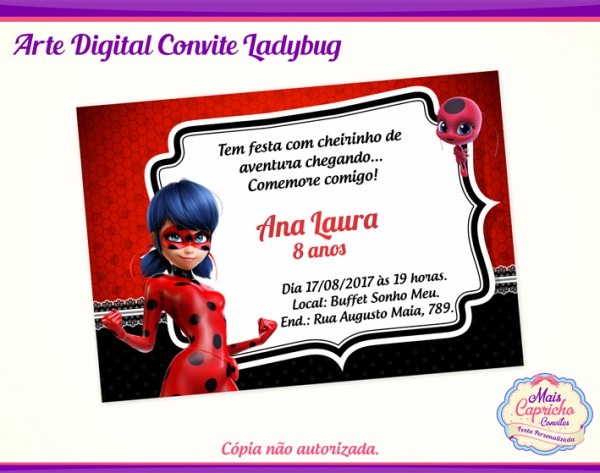 Convite Digital Ladybug Miraculous No Elo7 Convite Digital Ladybug Miraculous No Elo7