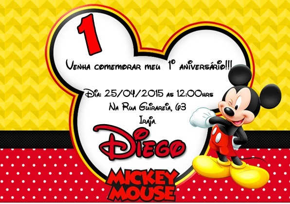 Convite Digital Mickey No Elo7 Convite Digital Mickey No Elo7