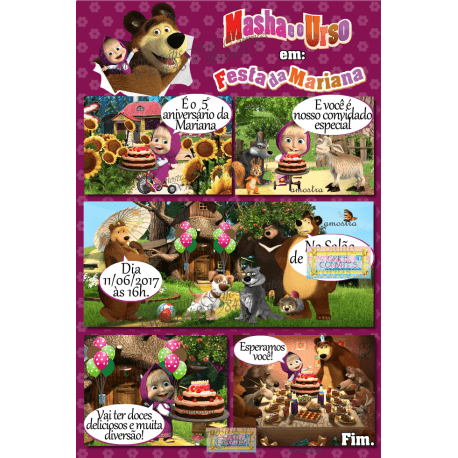 Convite Digital Quadrinhos Masha E O Urso Convite Digital Quadrinhos Masha E O Urso