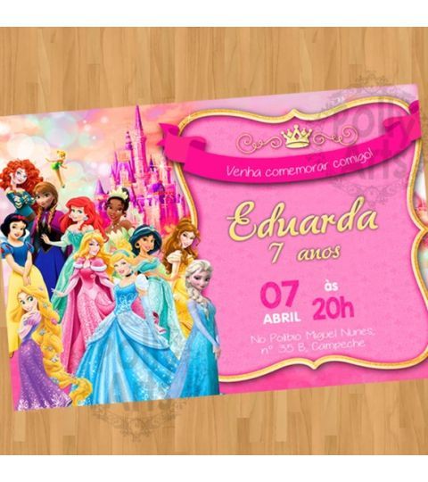 Convite Digital Virtual Princesas Disney Convite Digital Virtual Princesas Disney