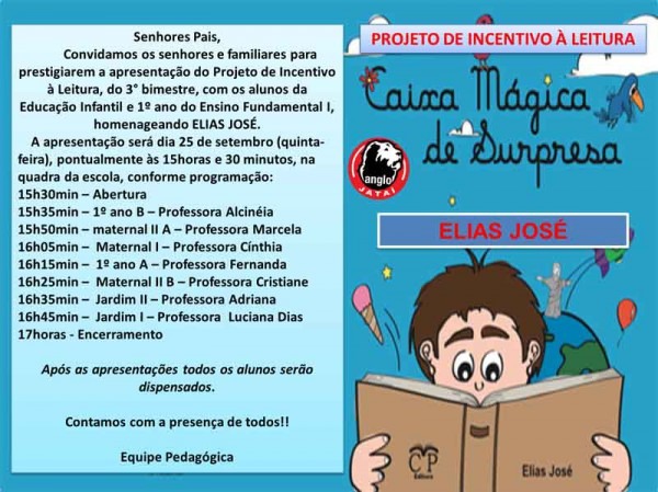 Projeto De Incentivo à Leitura â Convite Projeto De Incentivo à Leitura â Convite