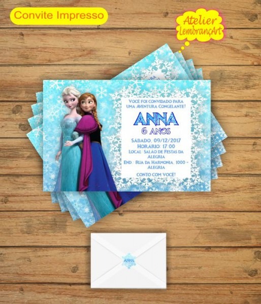 Convite Frozen 7x10 Mod1 No Elo7 Convite Frozen 7x10 Mod1 No Elo7