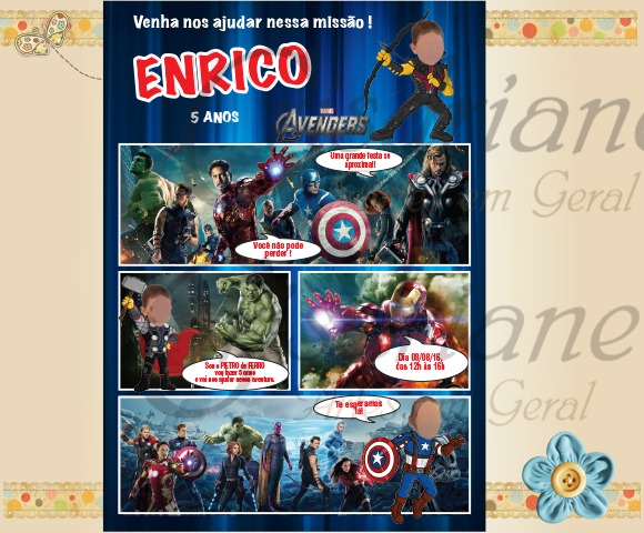 Convite Gibi Os Vingadores No Elo7 Convite Gibi Os Vingadores No Elo7