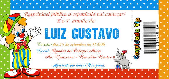 Convite Ingresso Circo No Elo7 Convite Ingresso Circo No Elo7