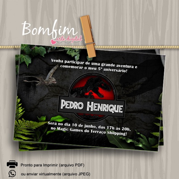 Convite Jurassic Park Convite Jurassic Park