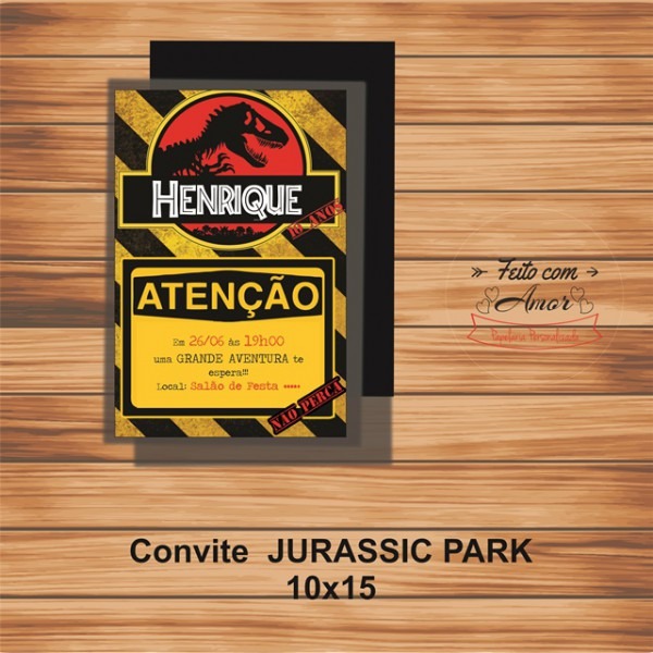 Convite Jurassic Park No Elo7