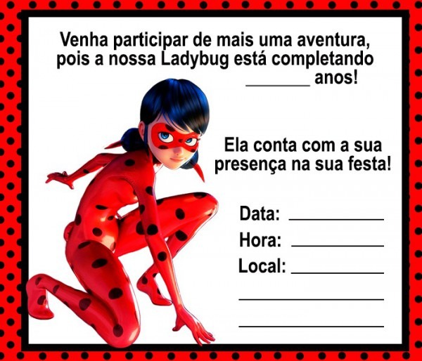 Convite Ladybug 60 Modelos Fantásticos Para Se Inspirar, Confira! Convite Ladybug 60 Modelos Fantásticos Para Se Inspirar, Confira!