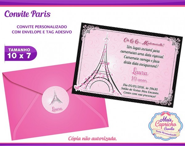 Convite Paris No Elo7
