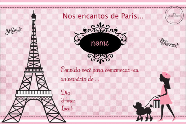 Convite Paris No Elo7 Convite Paris No Elo7