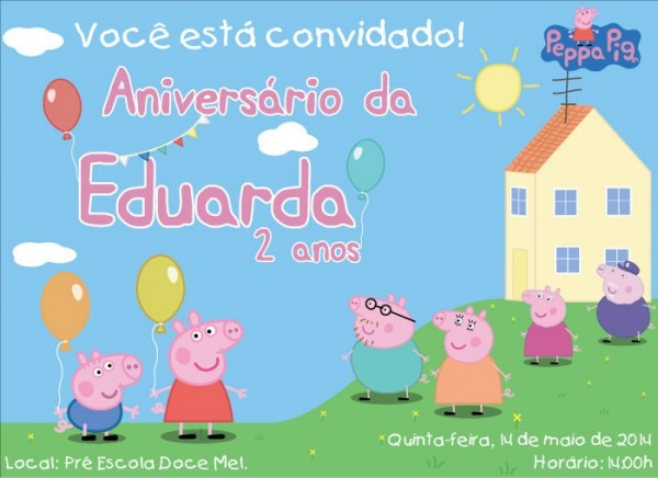 Convite Peppa Pig George FamÃlia Digital No Elo7 Convite Peppa Pig George FamÃlia Digital No Elo7