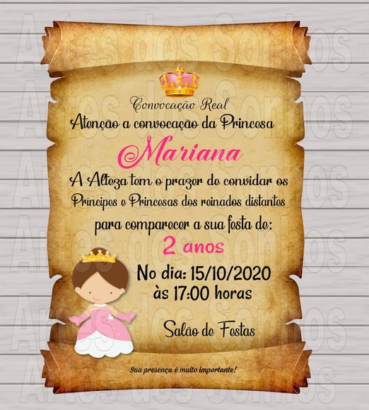 Convite Pergaminho Princesa E Realeza Rosa No Elo7 Convite Pergaminho Princesa E Realeza Rosa No Elo7
