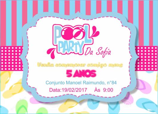 Convite Pool Party â 45 Ideias De Convites Lindos P Se Inspirar! Convite Pool Party â 45 Ideias De Convites Lindos P Se Inspirar!