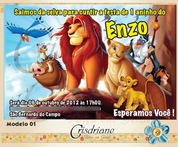 Convite Rei Leão E FamÃlia No Elo7 Convite Rei Leão E FamÃlia No Elo7