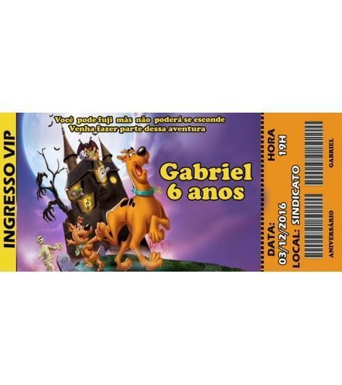Convite Scooby Doo Personalizado Convite Scooby Doo Personalizado