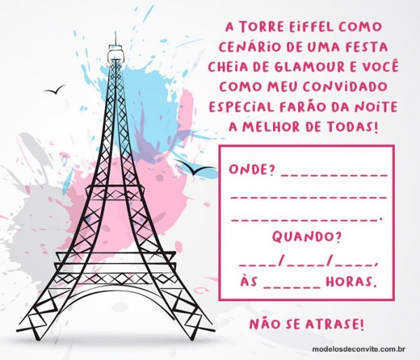 Convite Torre Eiffel 20 Modelos Sofisticados Direto De Paris Convite Torre Eiffel 20 Modelos Sofisticados Direto De Paris