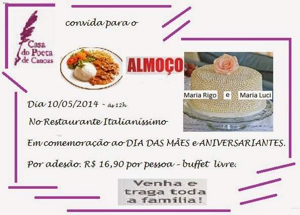 Casa Do Poeta De Canoas Convite Para Almoço De Comemoração Casa Do Poeta De Canoas Convite Para Almoço De Comemoração