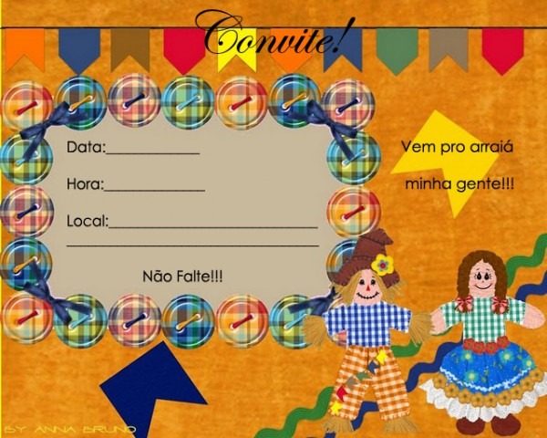 Convites Para Festa Junina Coloridos Para Imprimir!