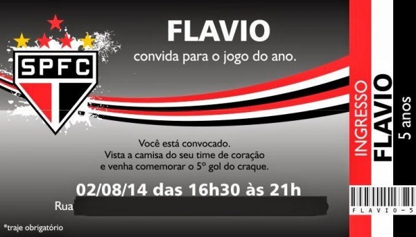 Convites De Festa De AniversÃ¡rio Do SÃ£o Paulo Para Imprimir