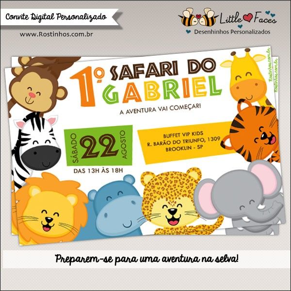 Convite Festa Safari Selva Digital Convite Festa Safari Selva Digital