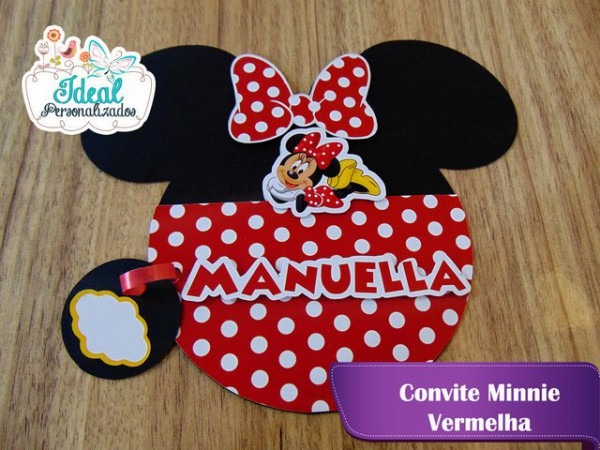 Convite Cabeça Minnie Vermelha Convite Cabeça Minnie Vermelha