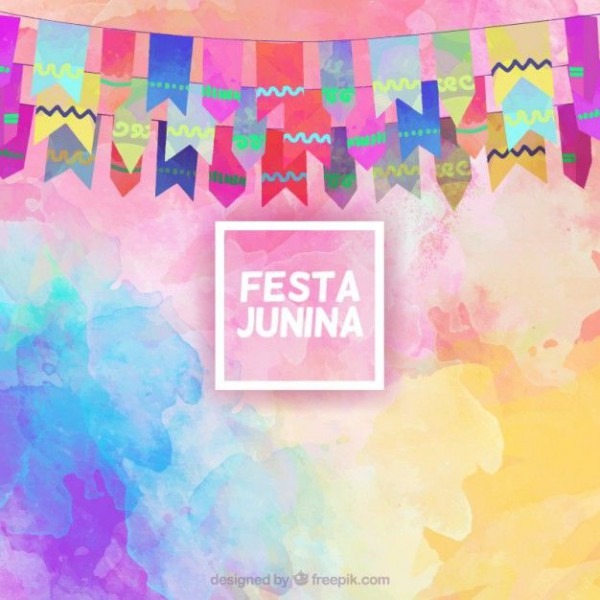 Fundo Festa Junina No Efeito Da Aguarela Com Guirlandas Fundo Festa Junina No Efeito Da Aguarela Com Guirlandas