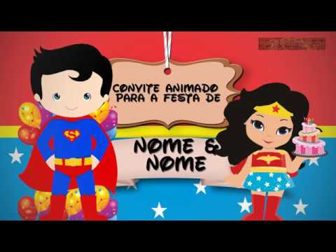 Convite Animado Super Homem E Mulher Maravilha Baby Convite Animado Super Homem E Mulher Maravilha Baby