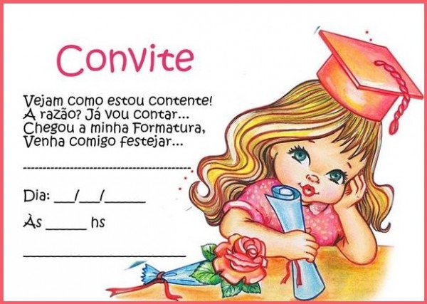 Modelos De Convites Para Formatura Infantil Modelos De Convites Para Formatura Infantil