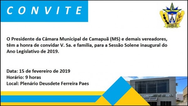Camapuã Câmara Tem Sessão De Abertura Nesta Sexta Camapuã Câmara Tem Sessão De Abertura Nesta Sexta