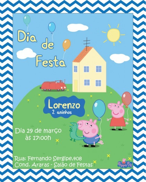 Peppa Pig E George Convite Azul Ou Rosa No Elo7 Peppa Pig E George Convite Azul Ou Rosa No Elo7