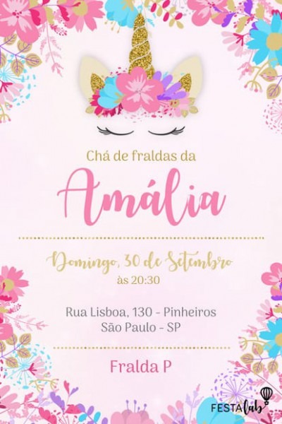 Convite De ChÃ¡ De Fraldas