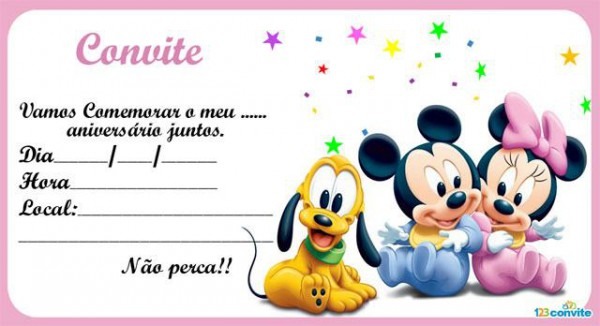 Convites De AniversÃrio Da Minnie Para Meninas