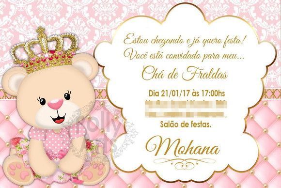 Convite Digital Virtual Ursinha Princesa