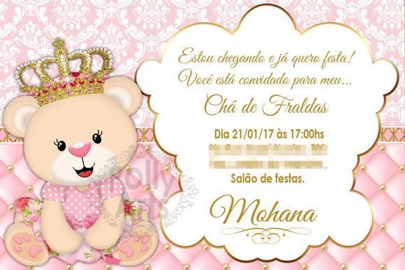 Convite Digital Virtual Ursinha Princesa Convite Digital Virtual Ursinha Princesa