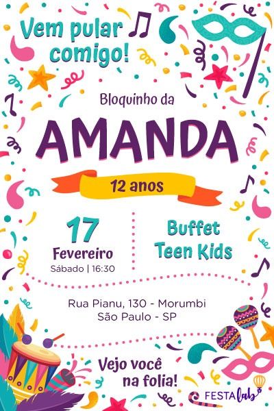 Faça Seu Convite Carnaval! Com A Festalab é Fácil Editar Seu Faça Seu Convite Carnaval! Com A Festalab é Fácil Editar Seu