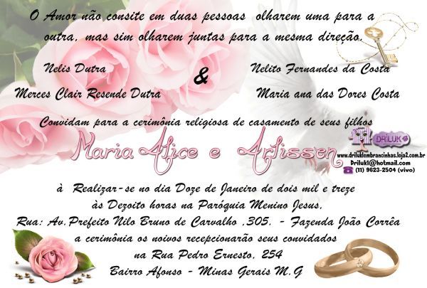 Convite Casamento Rosas E Alianças Convite Casamento Rosas E Alianças