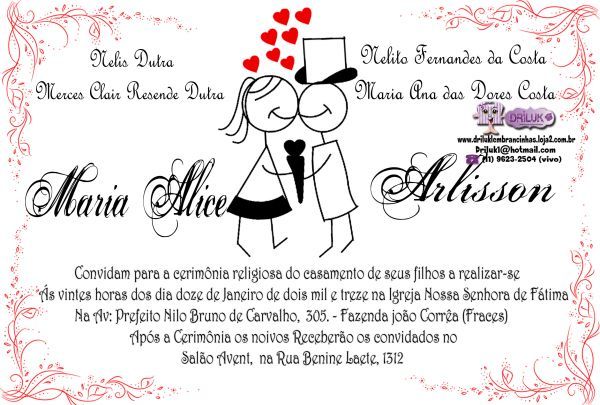 Convite Casamento Noivinhos Convite Casamento Noivinhos